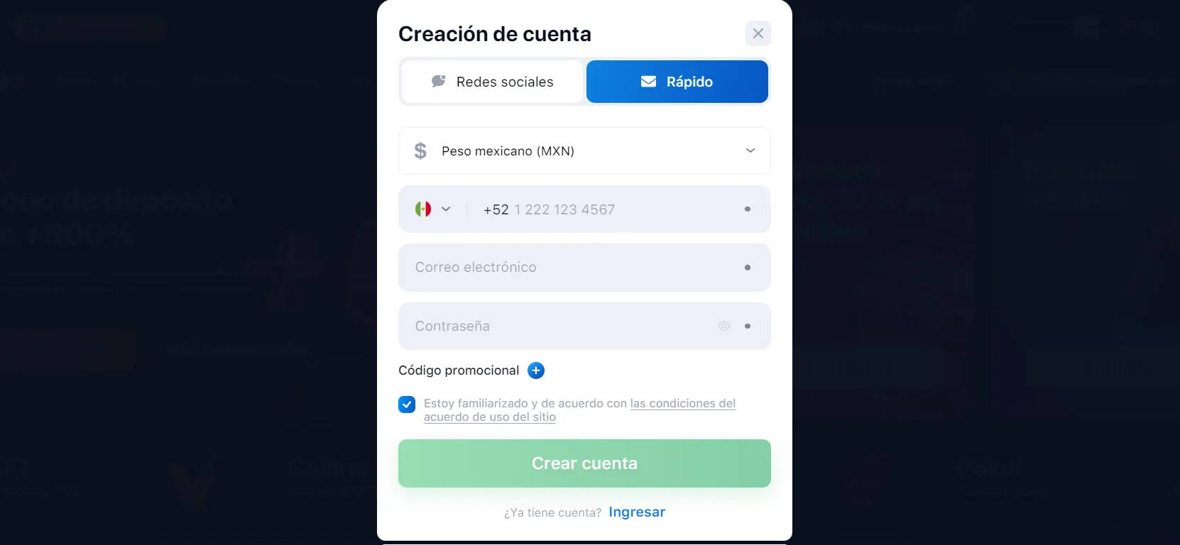 registro casino