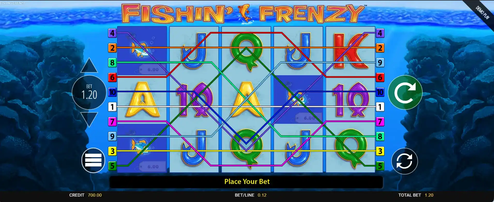 Aprovecha las diez líneas de pago tablero de juego